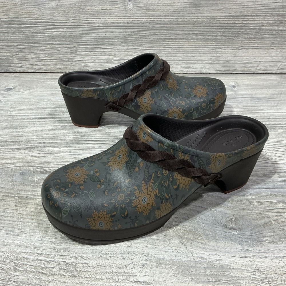 CROCS Womens Sarah Crosslite Floral Dual Comfort Heel Clogs Mules 203764 Size 8 - Picture 8 of 12